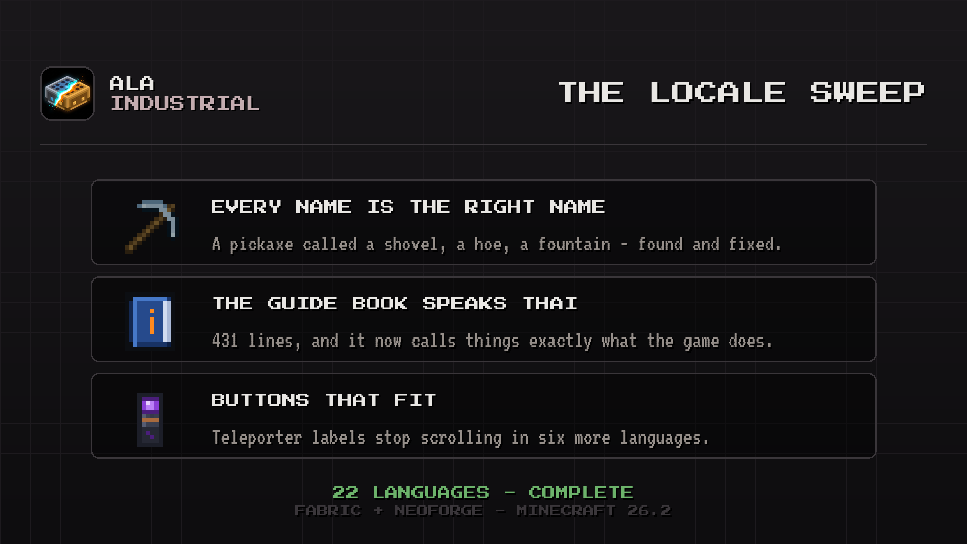 Ala Industrial 0.1.156 update summary