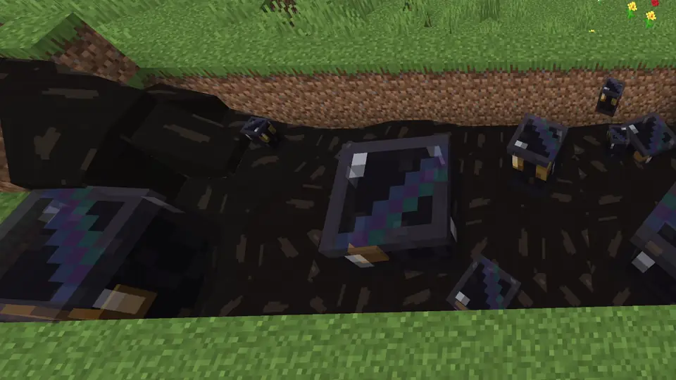 Ala Industrial Minecraft mod: oil slimes of several sizes hopping around a pit of crude oil