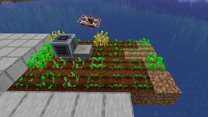 Garden Drone Station — a drone tending crops around its dock