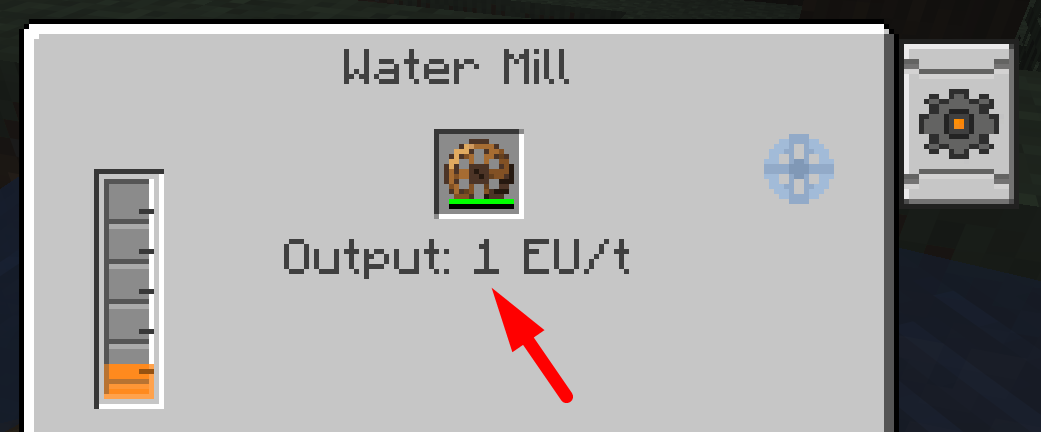Water mill interface showing its live output