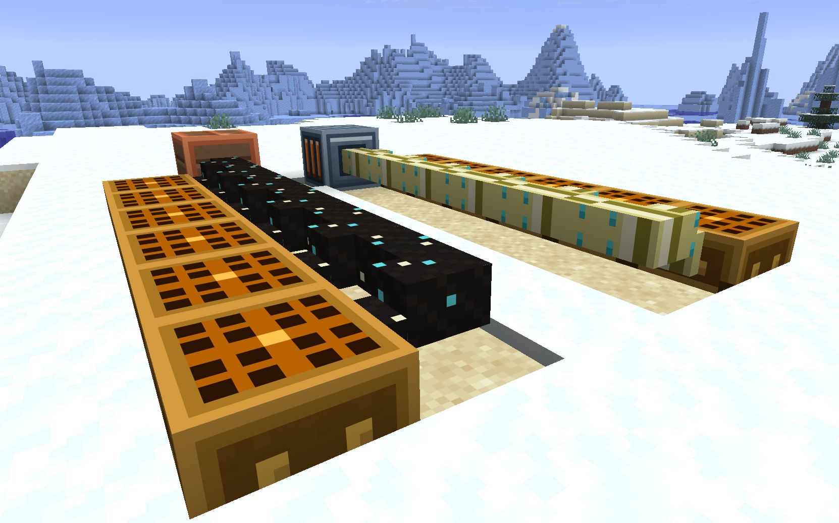 Electrum and insulated electrum cables running across a snowy field