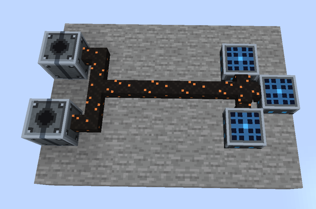 Two machines powered evenly from one cable fork in Ala Industrial 0.1.92