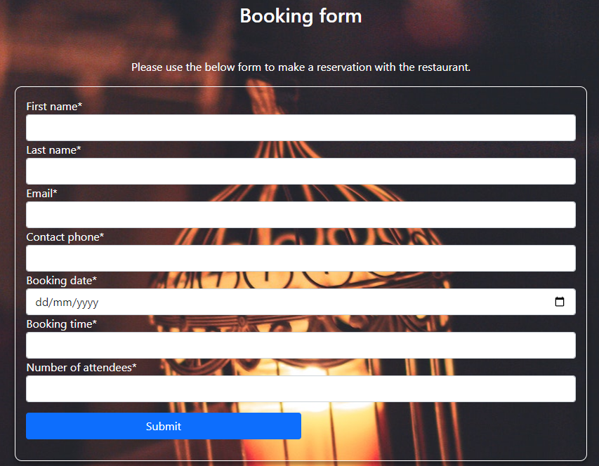 Reservation form