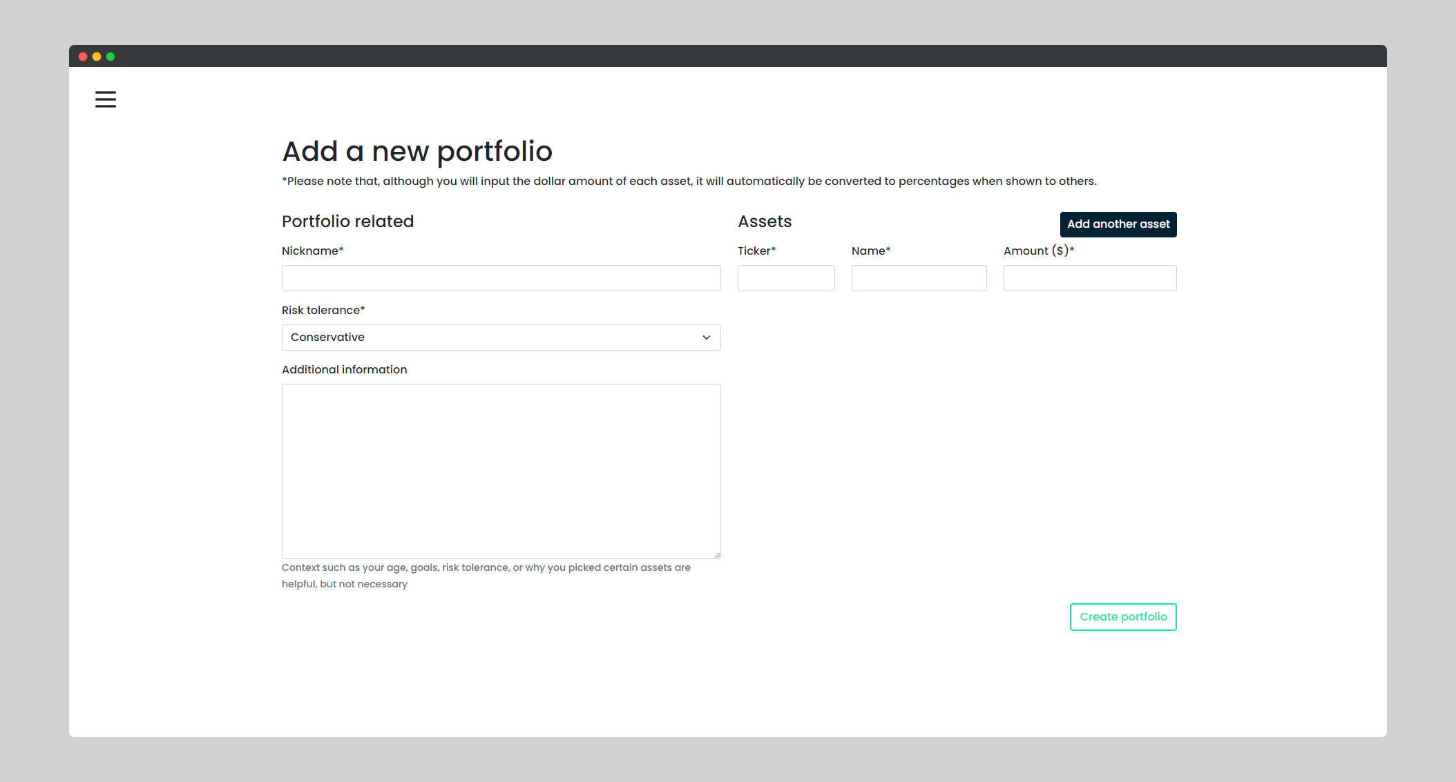 Add Portfolio