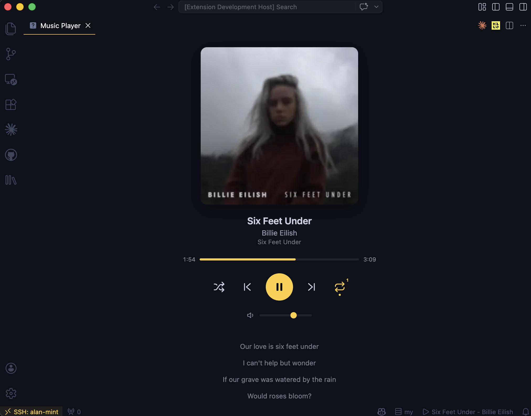 Player with synced lyrics