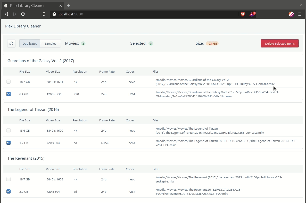 Demo of deleting duplicate movies