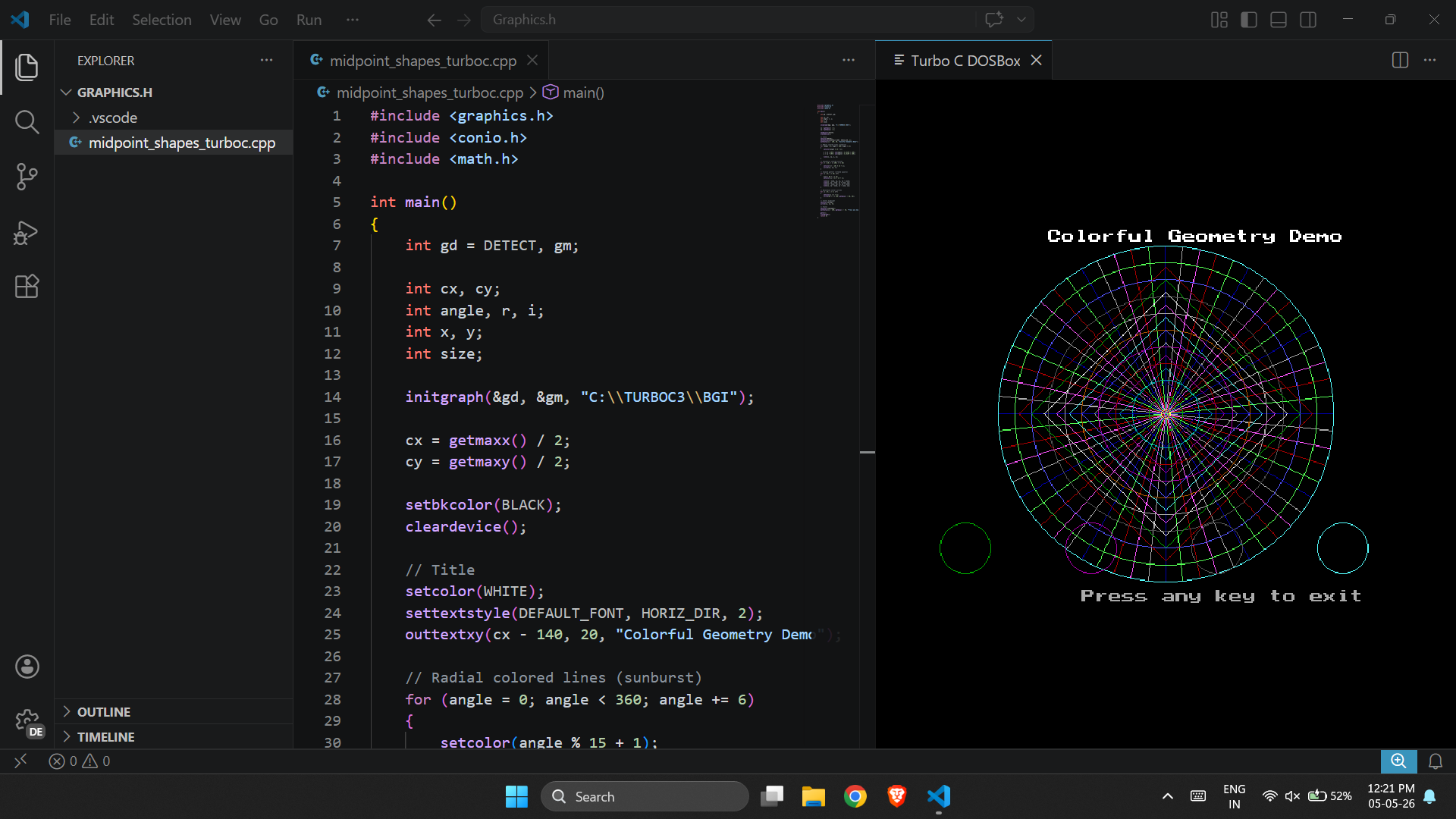 Turbo C running inside VS Code