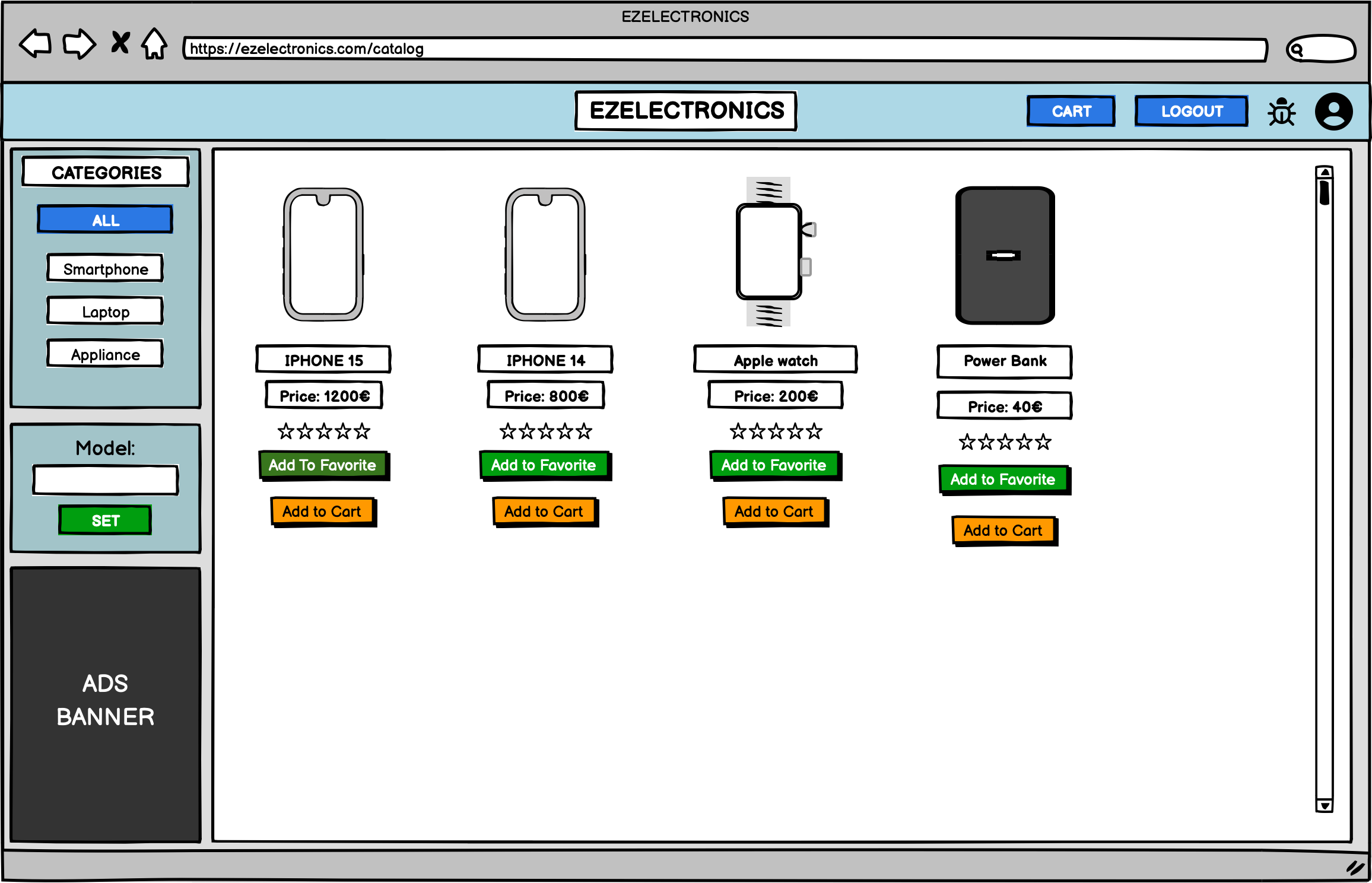 EZElectronics homepage screenshot