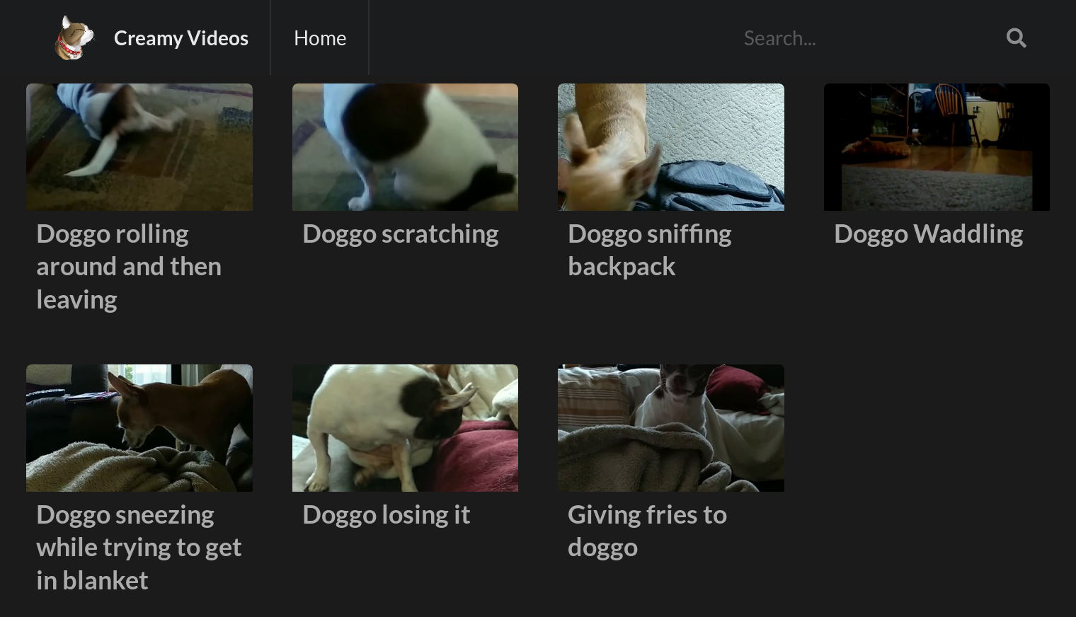 Screenshot of Video Listing