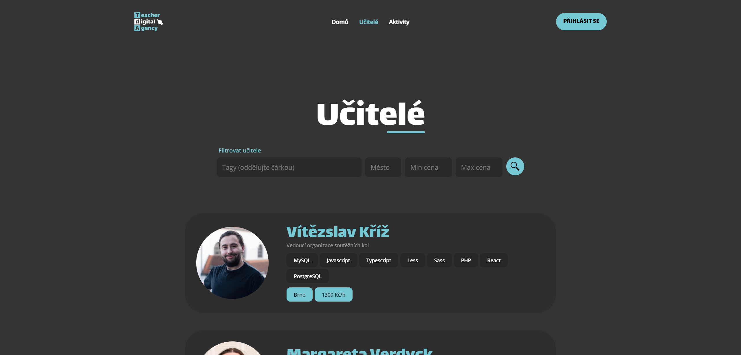 Screenshot aplikace Teacher Digital Agency