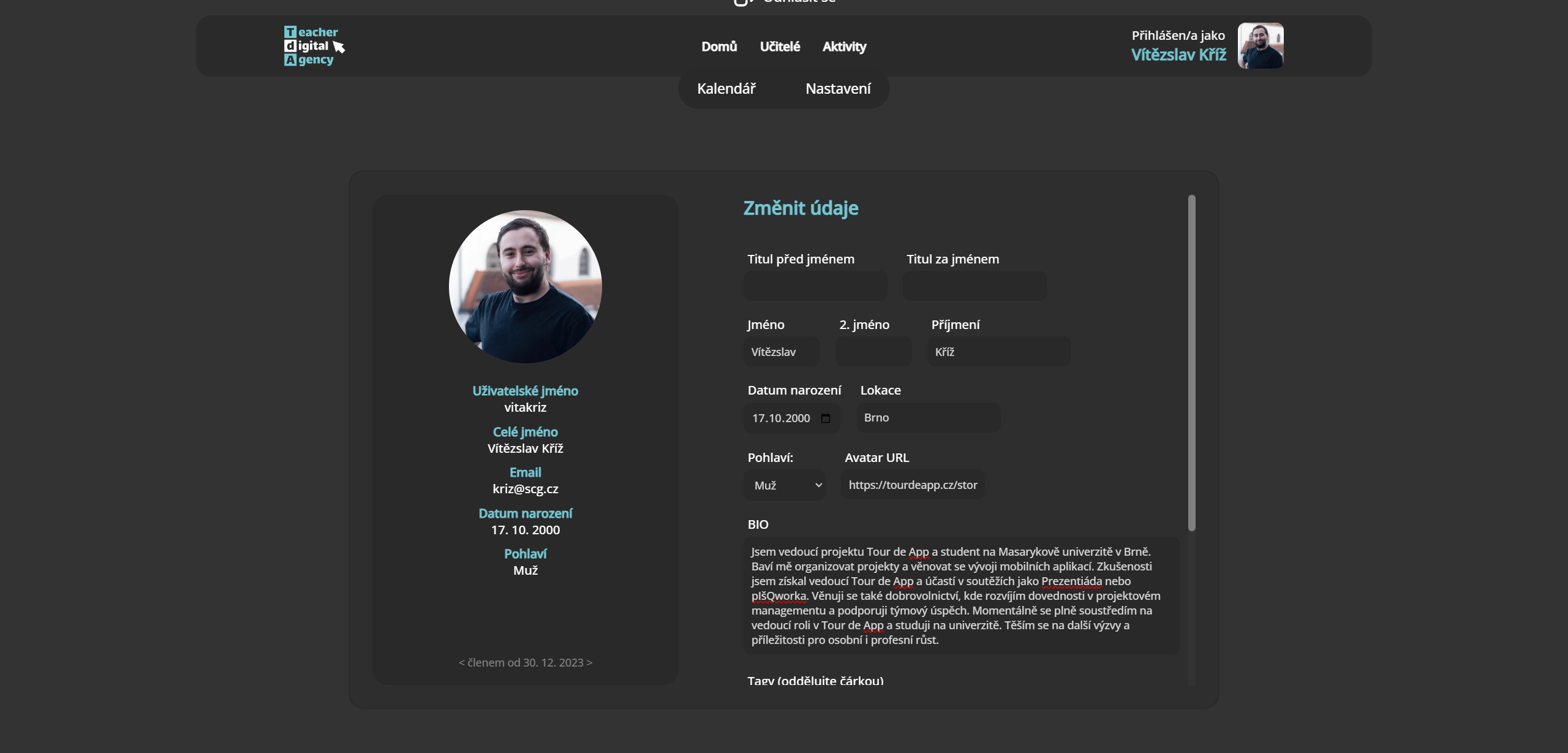 Ukázka další části projektu