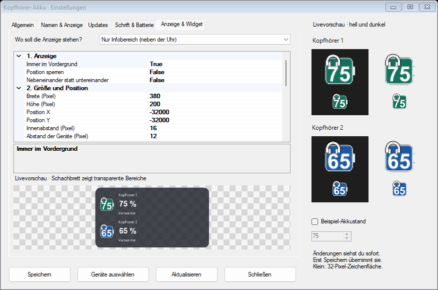 Widget-Einstellungen