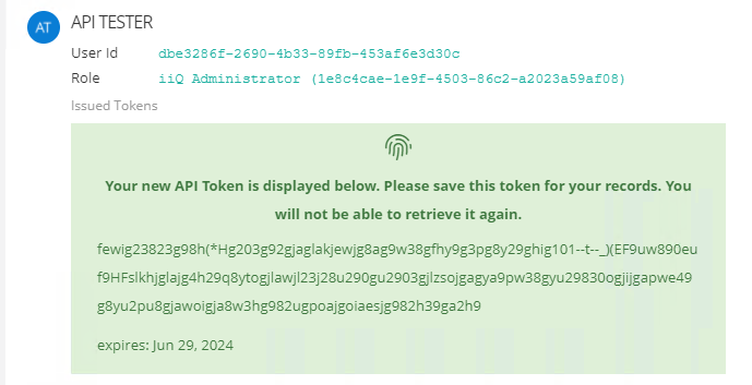 generated token