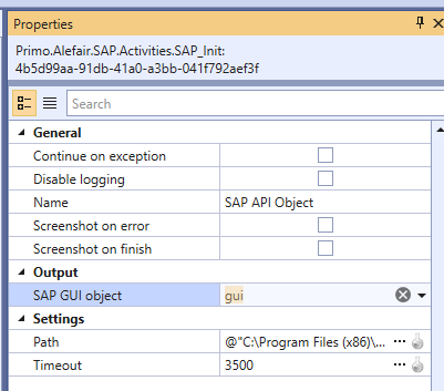 SAP API Object