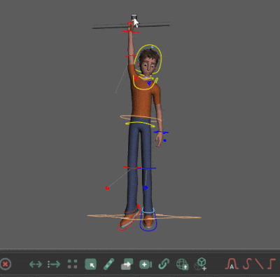 Temporary pivot controlling a chain of selected objects
