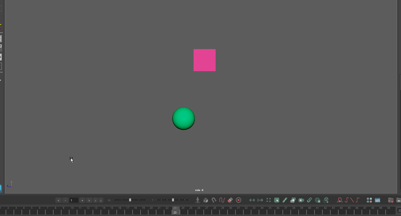 Tracer drawing an animated object's path in the Maya viewport