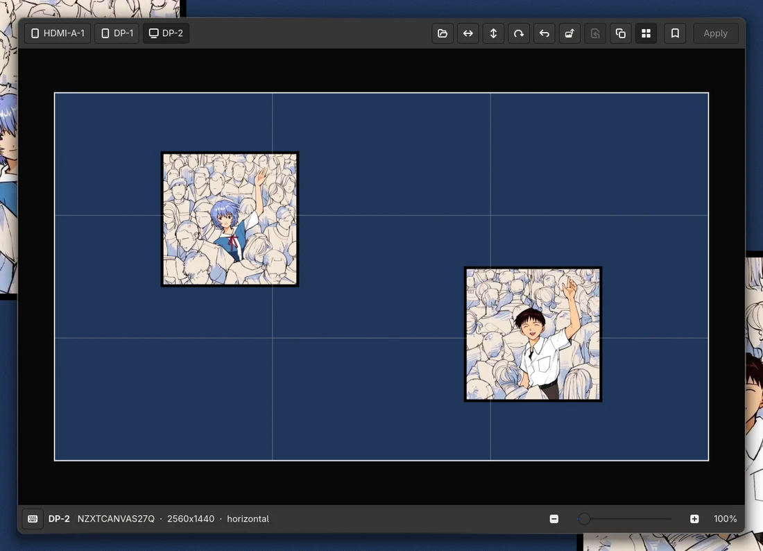 wallframe editing a monitor: the frame is bright, the rest of the image is dimmed
