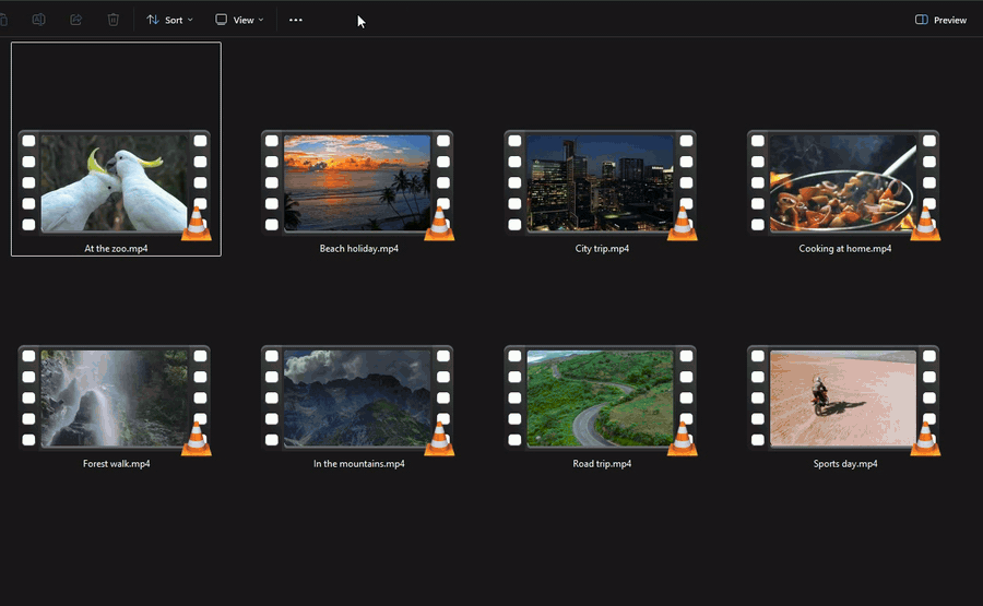 Hover a video and the preview steps through it