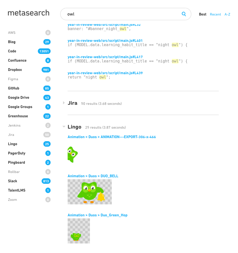 Metasearch screenshot