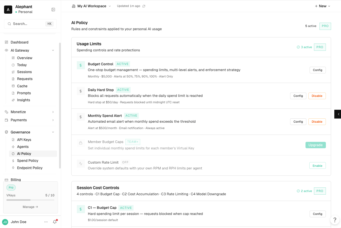 Alephant AI governance controls