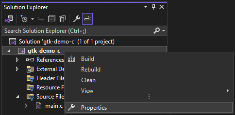 screenshot showing the properties item is at the bottom of the context menu