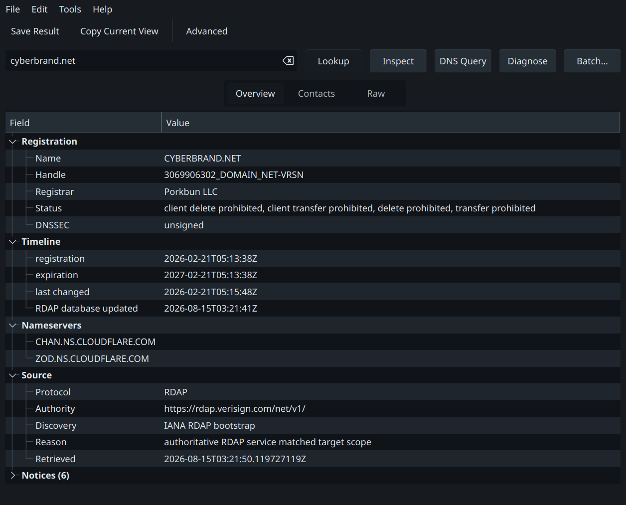 Whodis native desktop registration view for cyberbrand.net