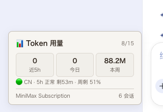 Token 用量卡