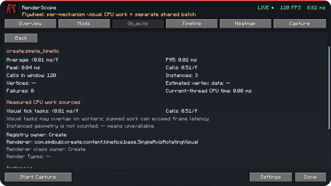 Measured Flywheel visual CPU sources in the installed Forge test