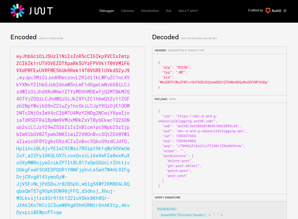 Permissions in JWT Payload