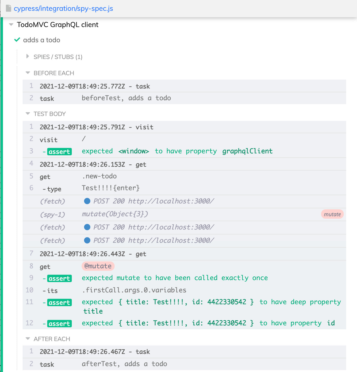 Command Log timestamps