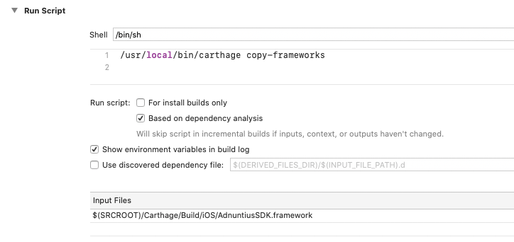 Build Phases Run Script