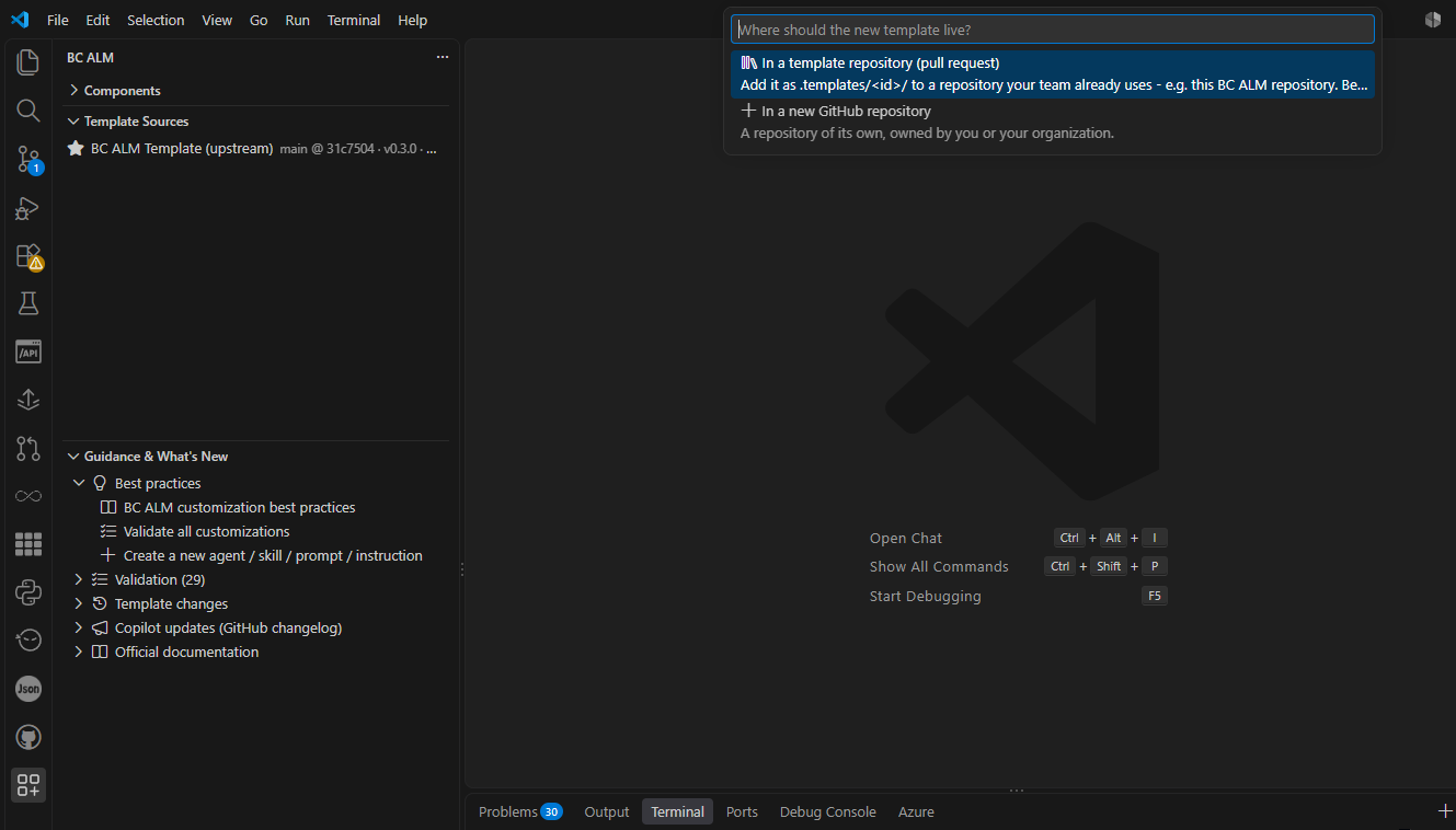 Create a new template in a catalog or its own repository