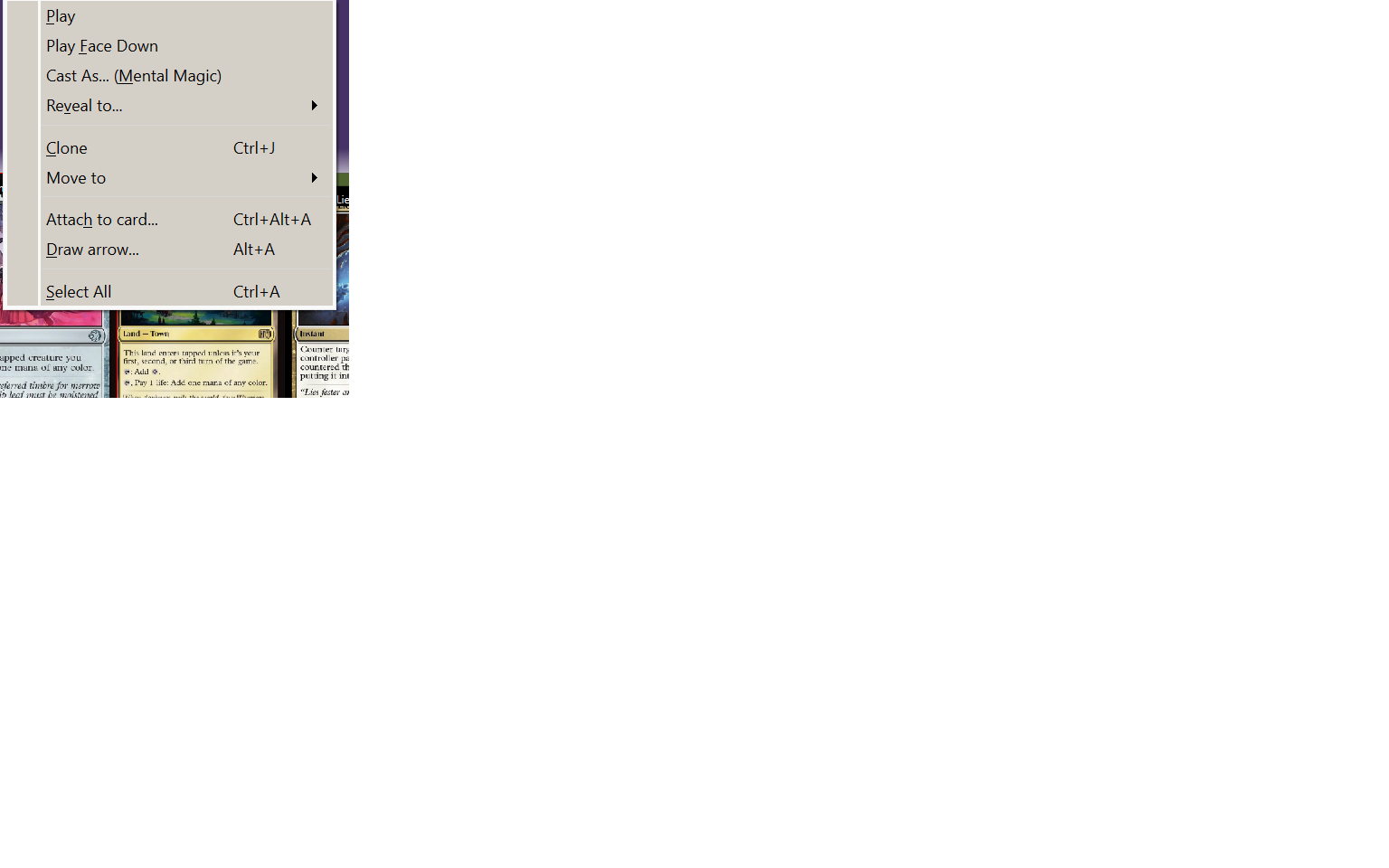 Context menu showing Cast As... Mental Magic option