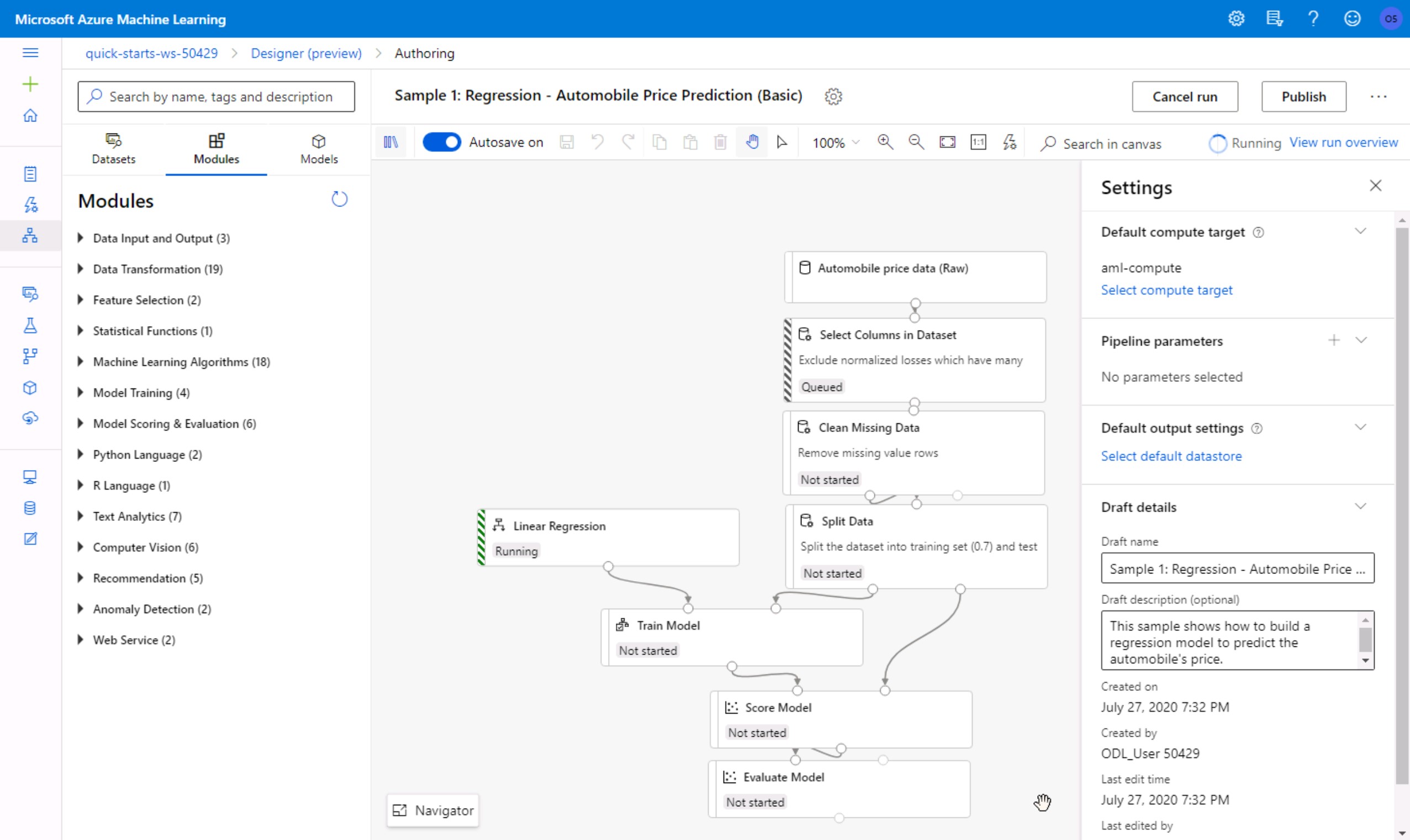 screenshot of the visual pipeline editor