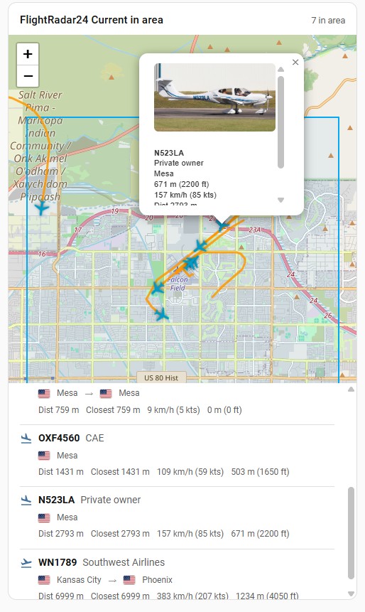 Flightradar24 map card
