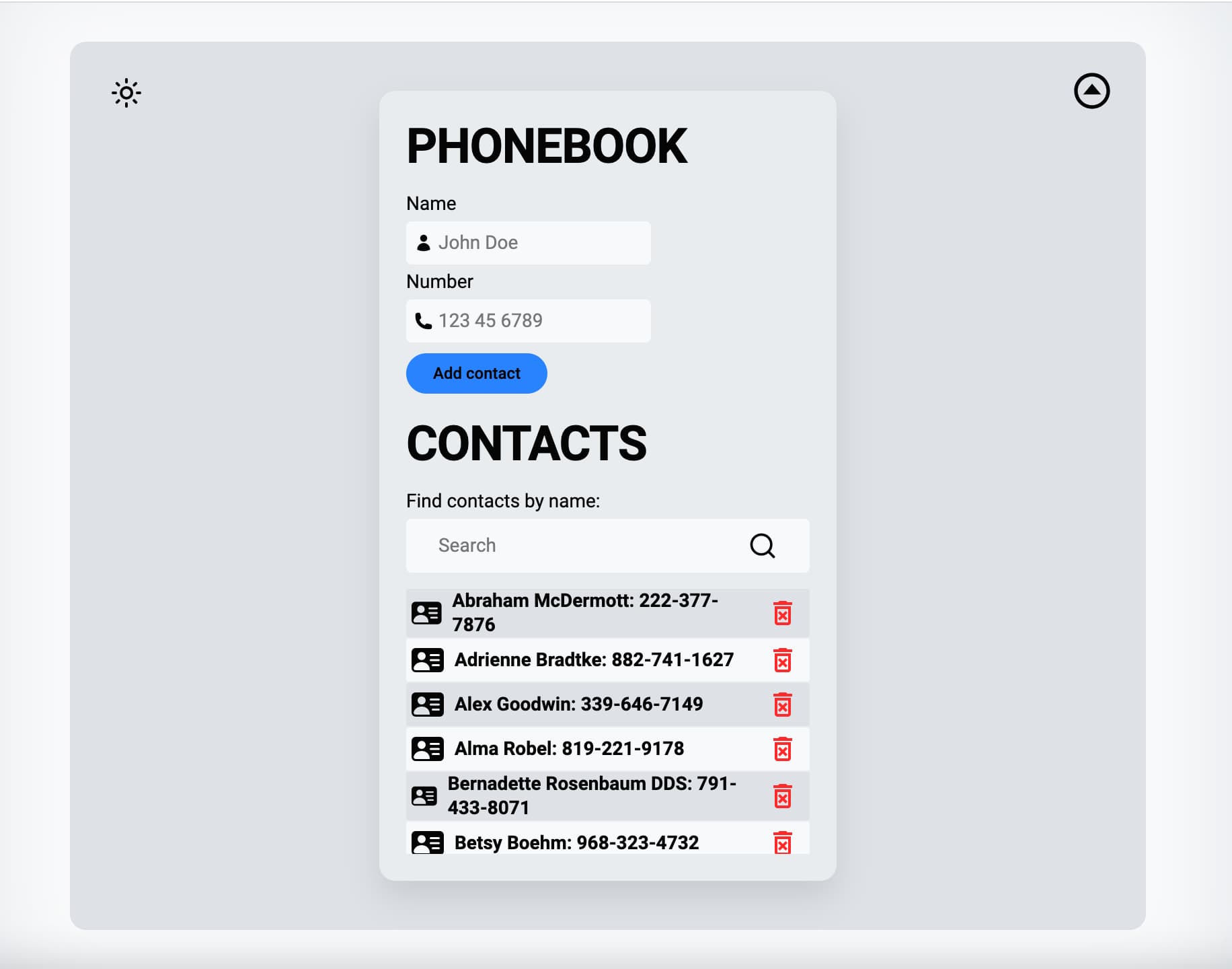 Async Redux CRUD Phonebook App