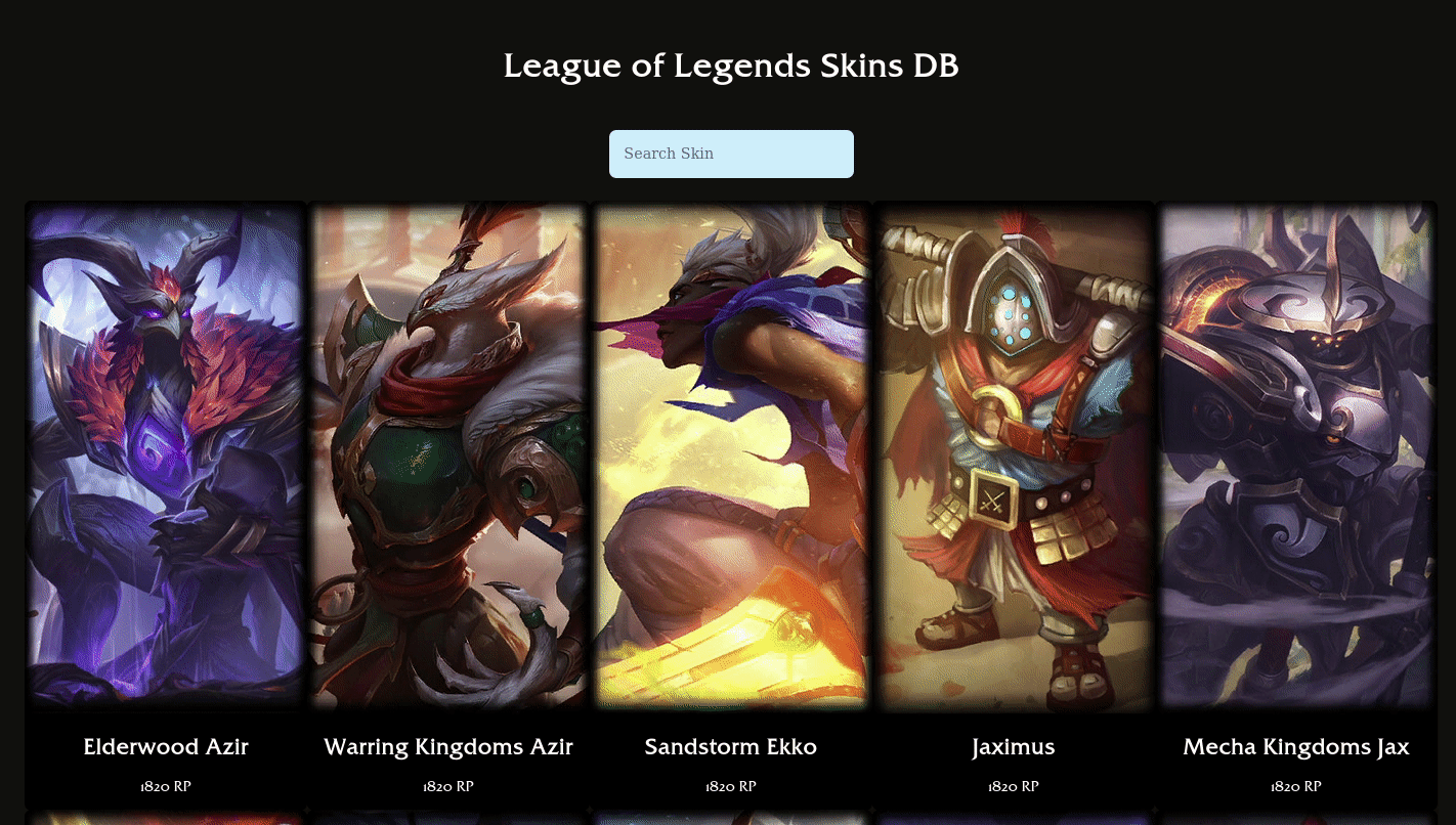 League Of Legends Skin List & Database