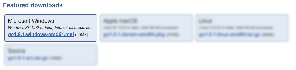 screenshot of golang's download page as of this writting, highliting link