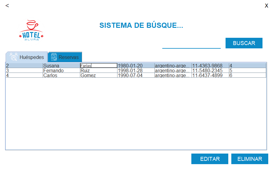 Editar o eliminar Registro