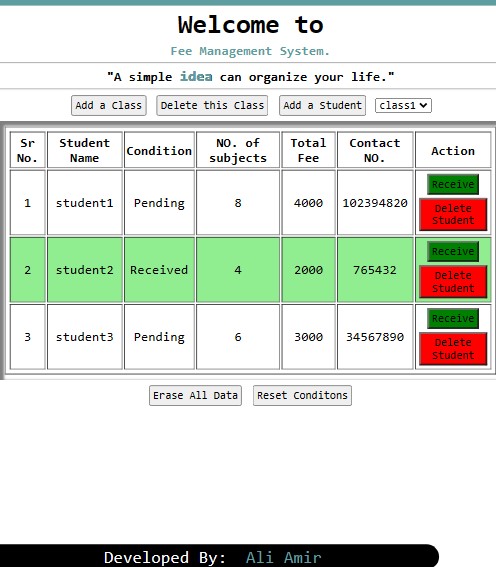 Fee Managment System screenshot