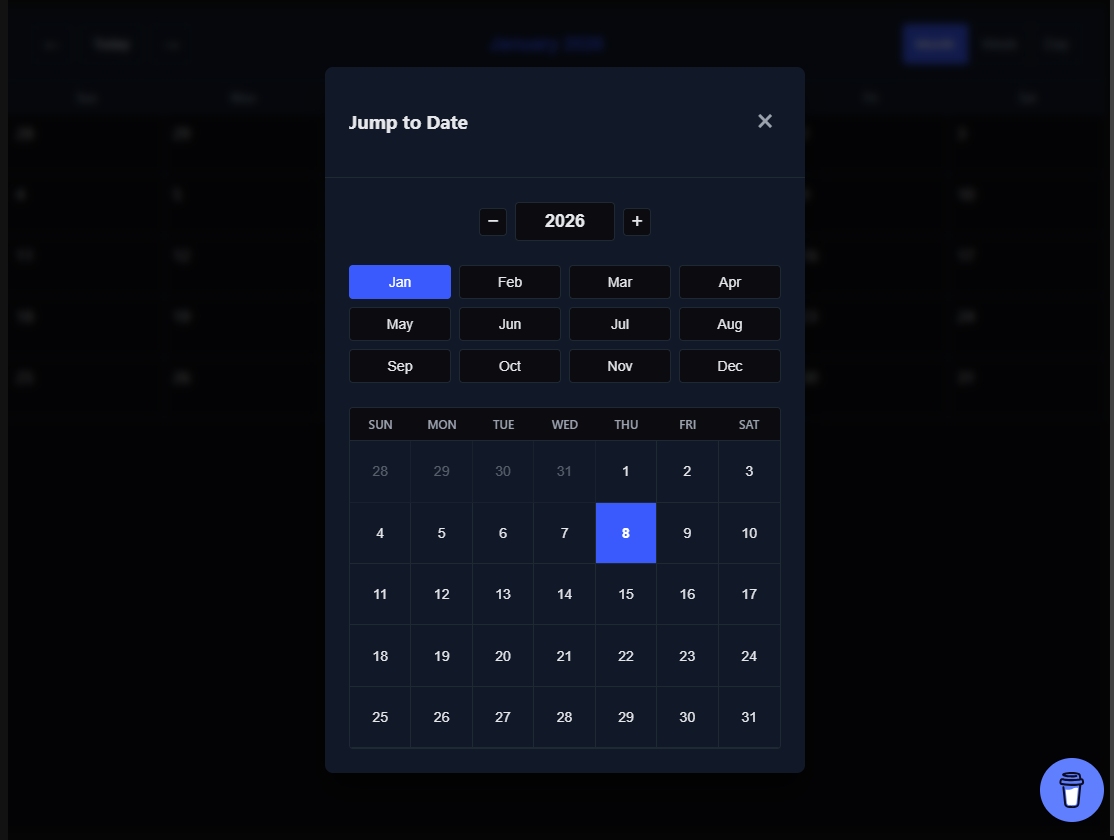 Jump to Date Modal