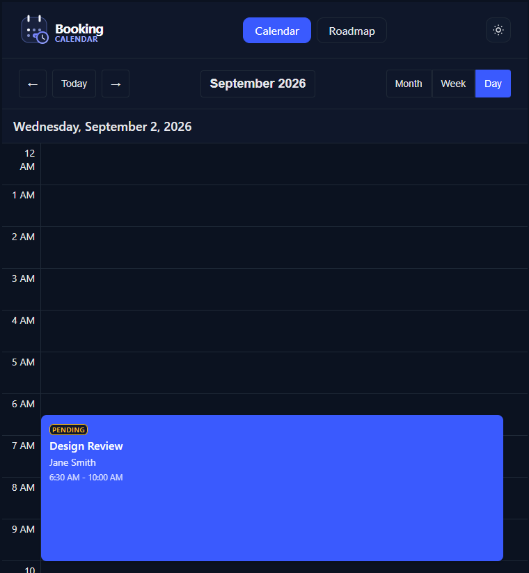 Booking Calendar day view
