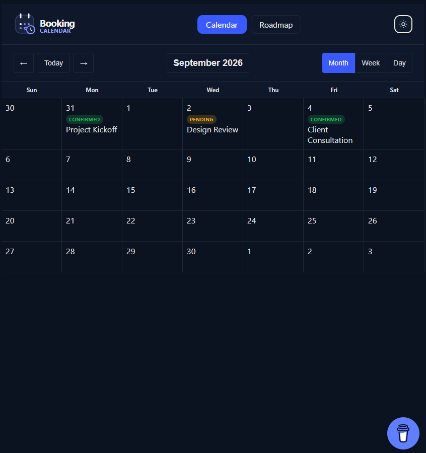Booking Calendar month view
