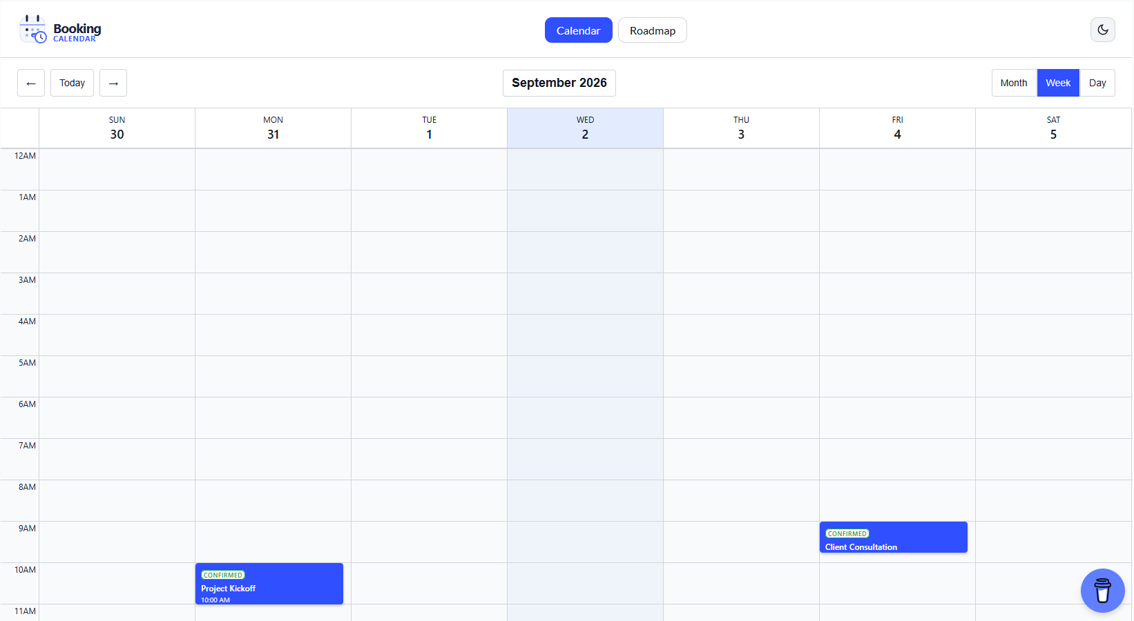 Booking Calendar overview