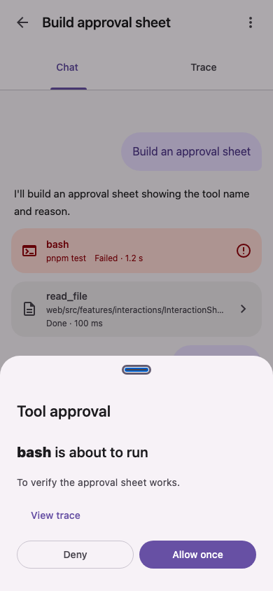 Tool approval