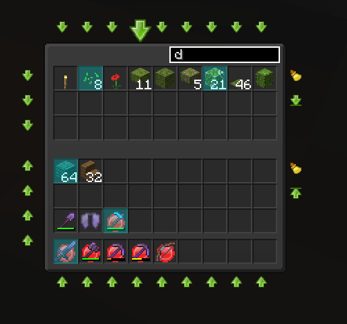 Chest GUI with sort/move arrows and search
