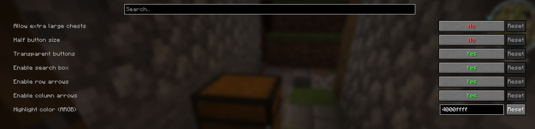 Chestifier settings screen