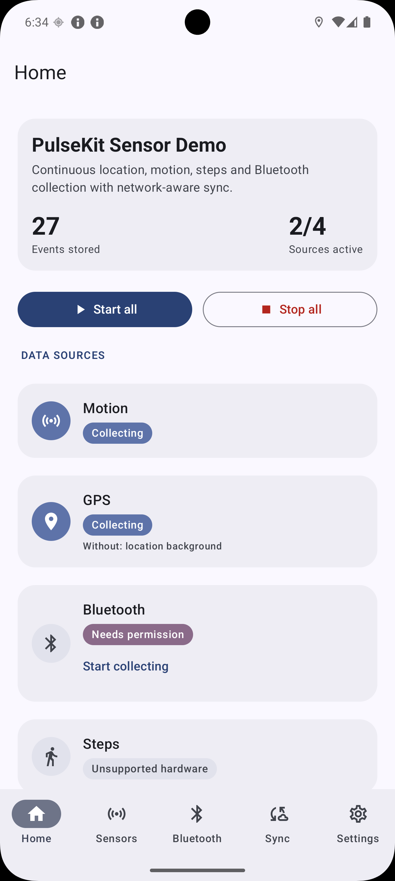 Home screen