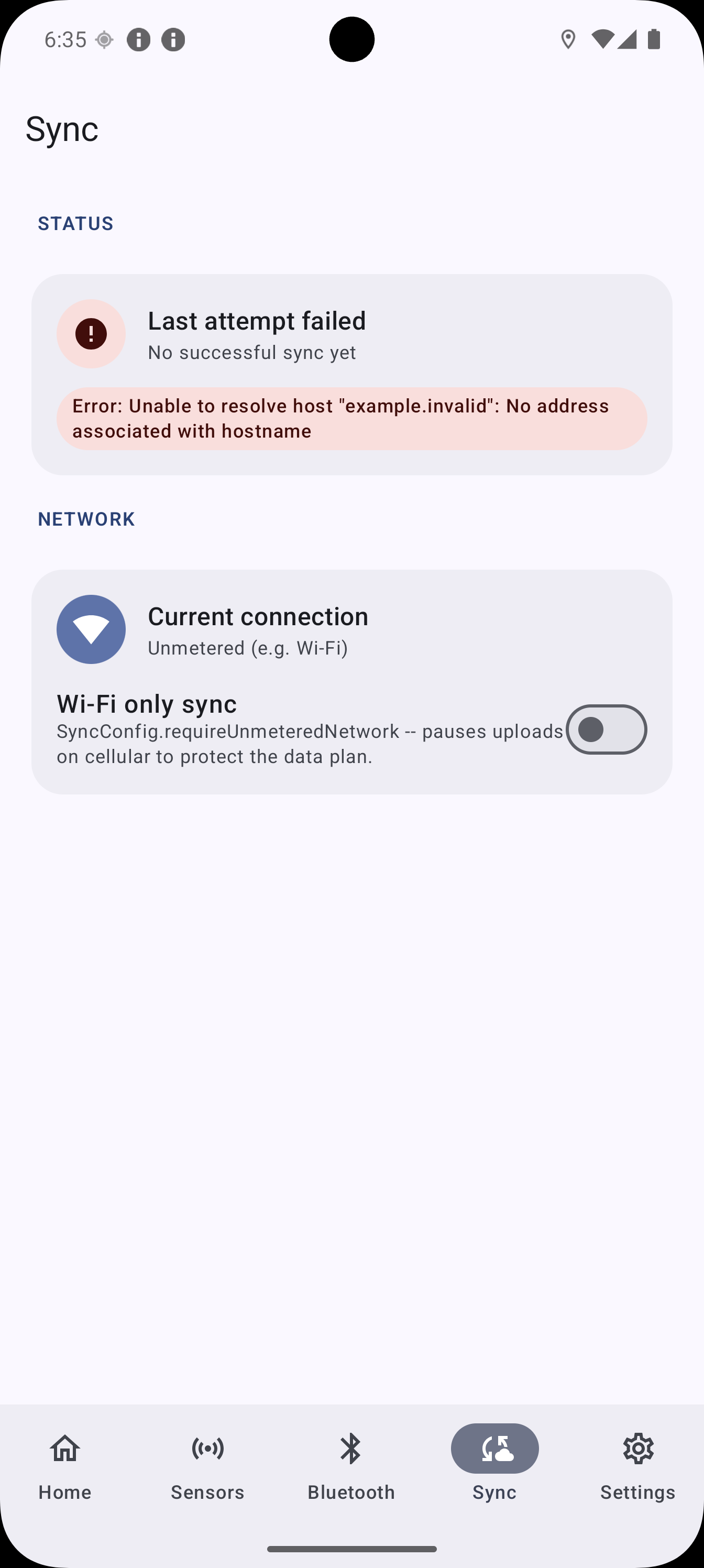 Sync screen