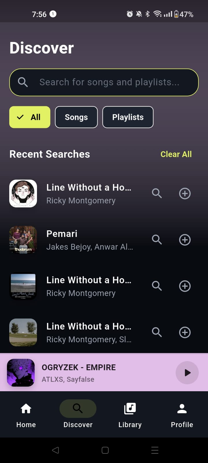 Songify Player Screen